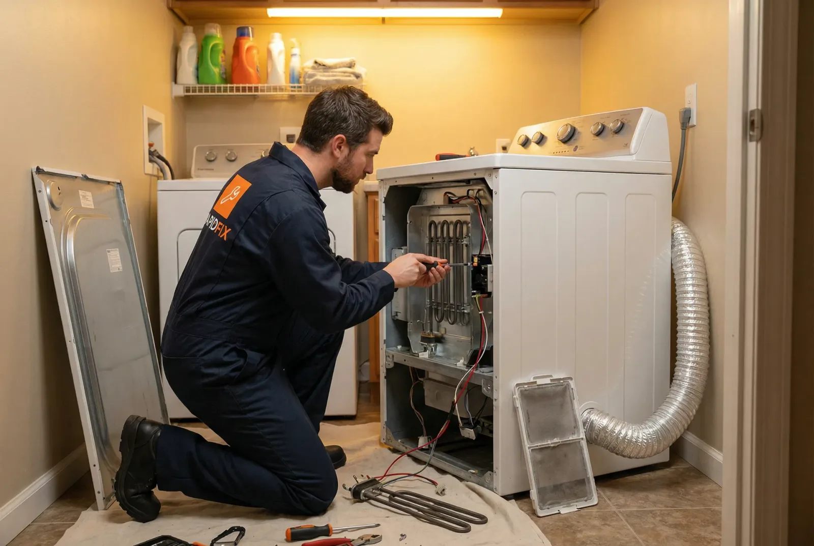 Dryer belt and thermal-fuse repair work